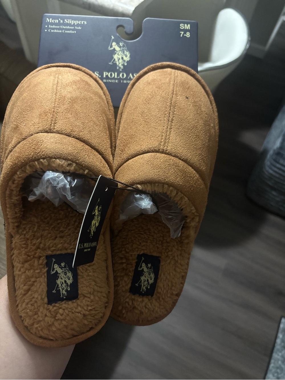 U.S. Polo Assn. Tan Slide Sandals with Textured Soles